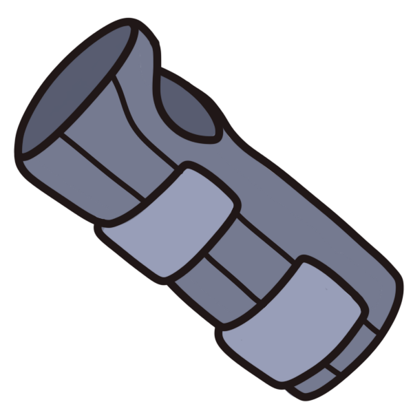 A grey-blue wrist brace, pictured at an angle.